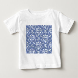 Periwinkle Blue und White Damask Baby T-shirt
