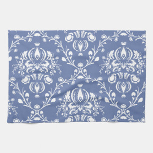 Periwinkle Blue und White Damask Handtuch