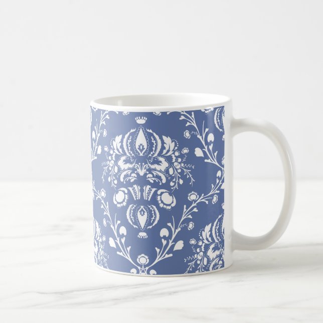 Periwinkle Blue und White Damask Kaffeetasse (Rechts)