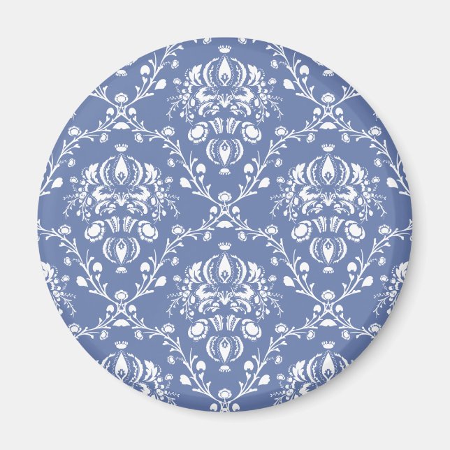 Periwinkle Blue und White Damask Magnet (Vorne)