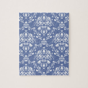 Periwinkle Blue und White Damask Puzzle