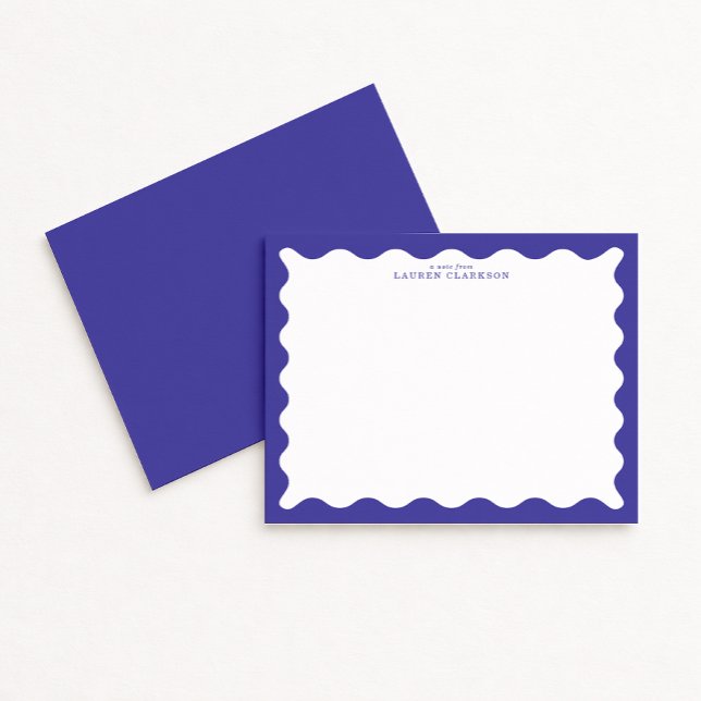 Periwinkle Blue Wavy Frame Note Card Einladung (Von Creator hochgeladen)