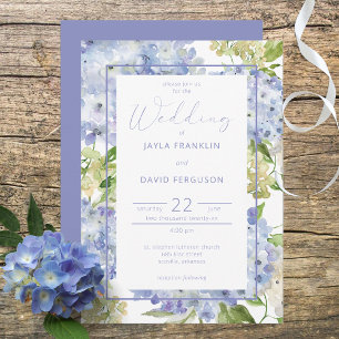Periwinkle Blue White Hydrangea Blume Einladung