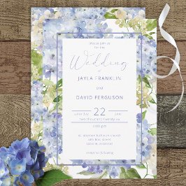 Periwinkle Blue White Hydrangea Blume Einladung