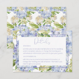 Periwinkle Blue White Hydrangea Details Hochzeit Begleitkarte