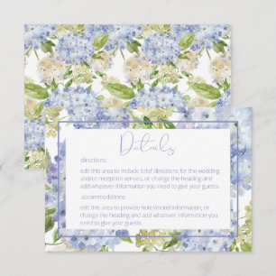 Periwinkle Blue White Hydrangea Details Hochzeit Begleitkarte