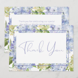 Periwinkle Blue White Hydrangeas Wedding Dankeskarte