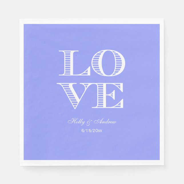 Periwinkle Blue, White LIEBE Napkins Serviette (Vorderseite)