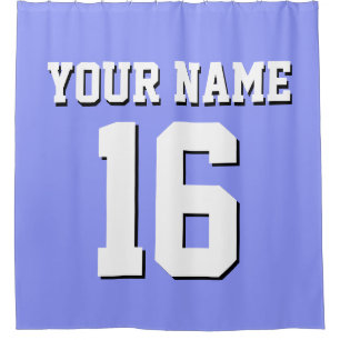 Periwinkle Blue White Sports Jersey Team Jersey Duschvorhang