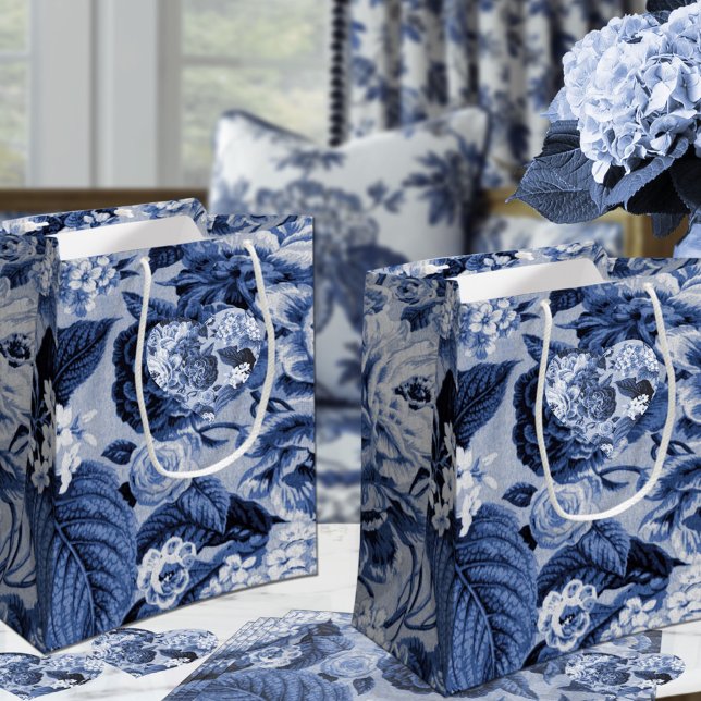 Periwinkle Blue & White Vintag Botanische Blüte Kleine Geschenktüte (Von Creator hochgeladen)