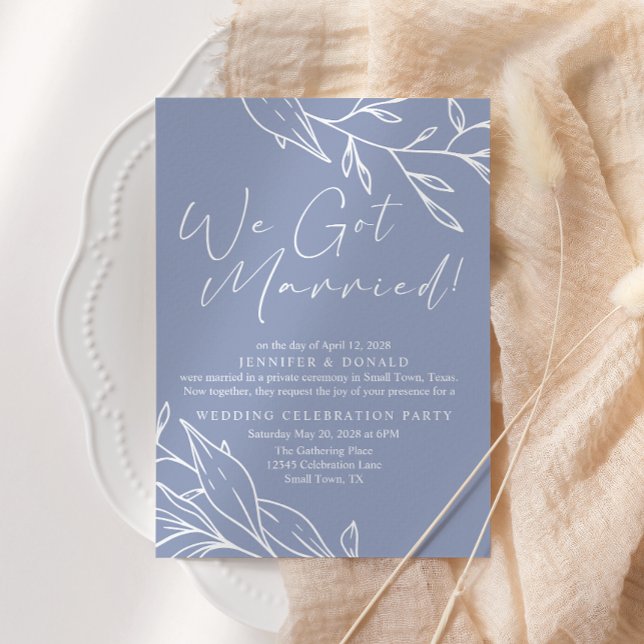 Periwinkle Blume Wedding Just Married Einladung (Von Creator hochgeladen)