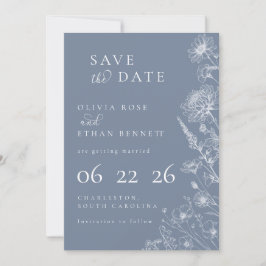 Periwinkle Botanical Minimal Wedding Save the Date