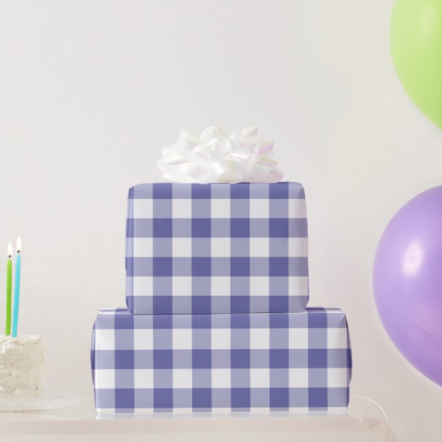 Periwinkle Buffalo Karo Gingham Kariertes Muster Geschenkpapier (Partygeschenke)