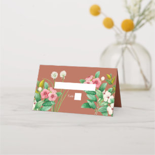 Periwinkle Burnt Orange Terracotta Wedding Platzkarte