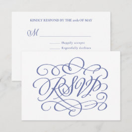 Periwinkle Calligraphy Wedding Meals RSVP Card Dankeskarte