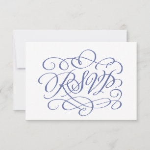 Periwinkle Calligraphy Wedding Meals RSVP Card Karte