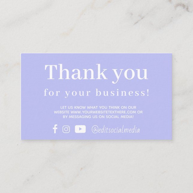 Periwinkle Danke Business Card Begleitkarte (Rückseite)