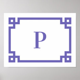 Periwinkle Decorative Monogramm für griechische Sc Poster