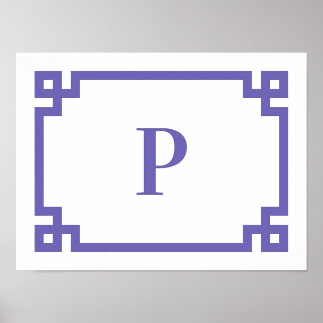 Periwinkle Decorative Monogramm für griechische Sc Poster (Vorne)