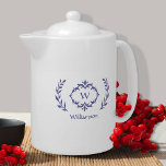 Periwinkle Elegant Monogram Name Modern Wreath<br><div class="desc">Personalize your kitchen with our elegant monogrammed name and initial periwinkle blue & white design featuring a unique laurel wreath and custom text option. All colors in this design including the wreath image may be changed to any color of your choice with the Zazzle design tool. Special vector graphic design...</div>