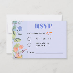 Periwinkle floral 3,5" x 5" Response Card RSVP Karte