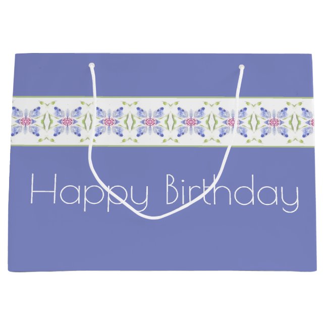 Periwinkle Floral Modern Große Geschenktüte (Vorderseite)