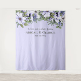 Periwinkle Florals Lilac Foto Hintergrund Hochzeit Wandteppich