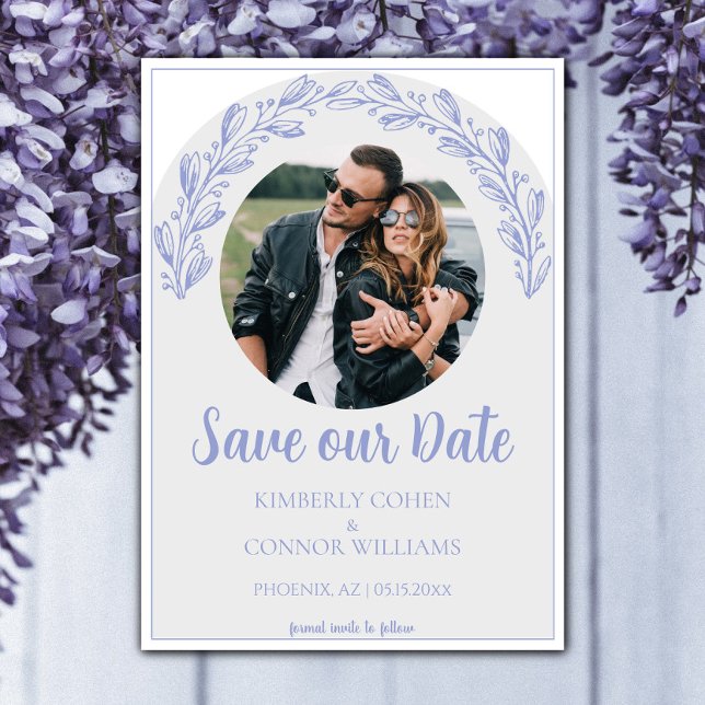 Periwinkle Garland Foto Save the Date (Periwinkle Garland Photo Save the Date)
