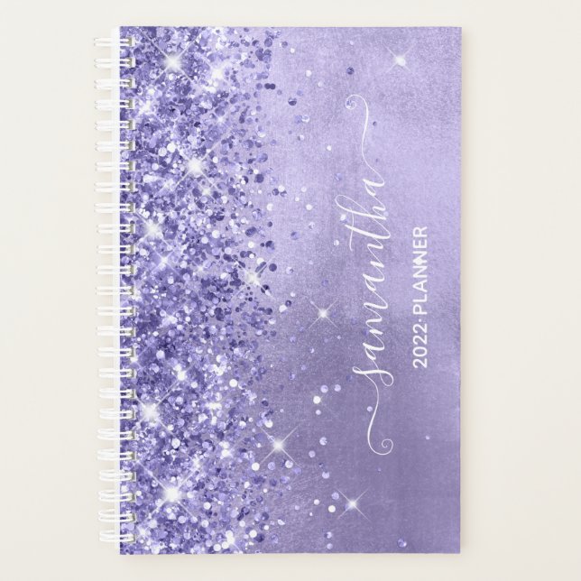 Periwinkle Glitzer Lavender Blue Girly Signature Planer (Vorderseite)