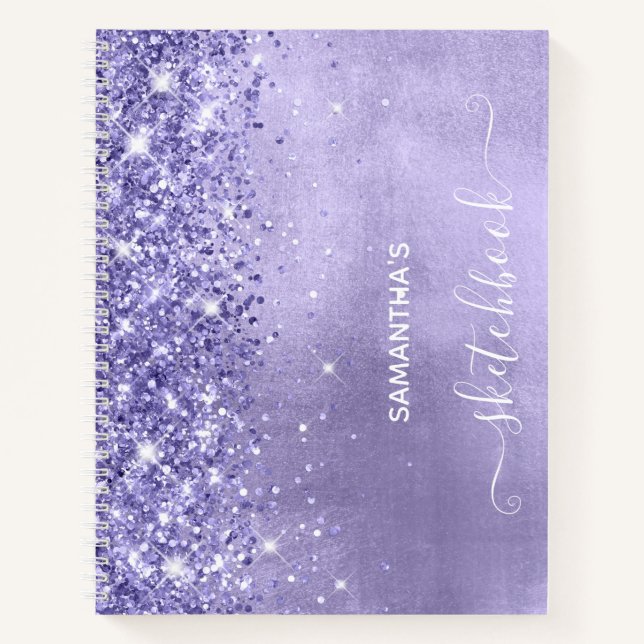 Periwinkle Glitzer Lavender Blue Girly Sketchbook Notizbuch (Vorderseite)