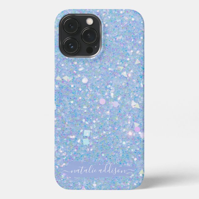 Periwinkle Glitzer Modernes Glam iPhone Fall iPhone Hülle (Rückseite)