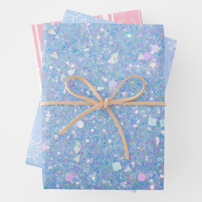 Periwinkle Glitzer Rosa Schneeflocke Geschenkpapier Set (Beispiel)