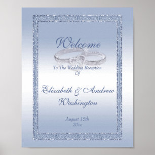 Periwinkle Glitzer & Silver Wedding Rings Poster