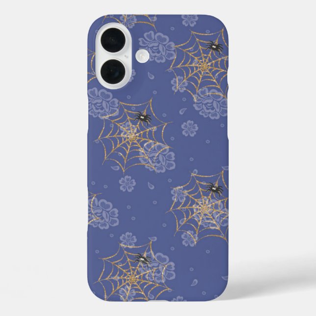 PERIWINKLE & GOLD HALLOWEEN SPIDERS & WEBS Case-Mate iPhone HÜLLE (Rückseite)