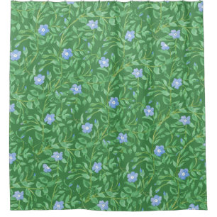 Periwinkle Green White Decorative Choral Duschvorhang
