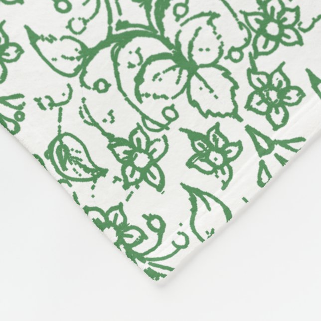 Periwinkle Green White Decorative Choral Fleecedecke (Ecke)