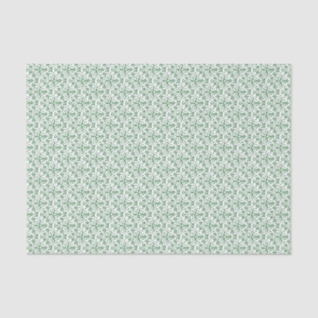 Periwinkle Green White Decorative Choral Seidenpapier (Vorderseite)