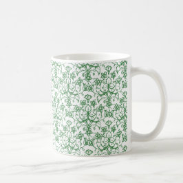 Periwinkle Green White Decorative Choral Tasse