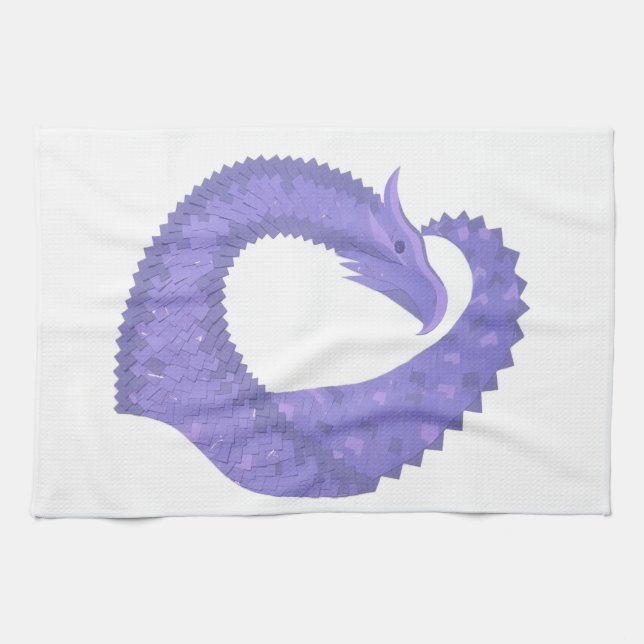 Periwinkle Herzdrache auf Weiß Handtuch (Horizontal)