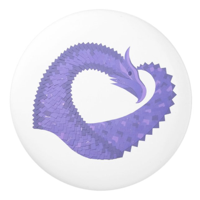 Periwinkle Herzdrache auf Weiß Keramikknauf (Vorderseite)