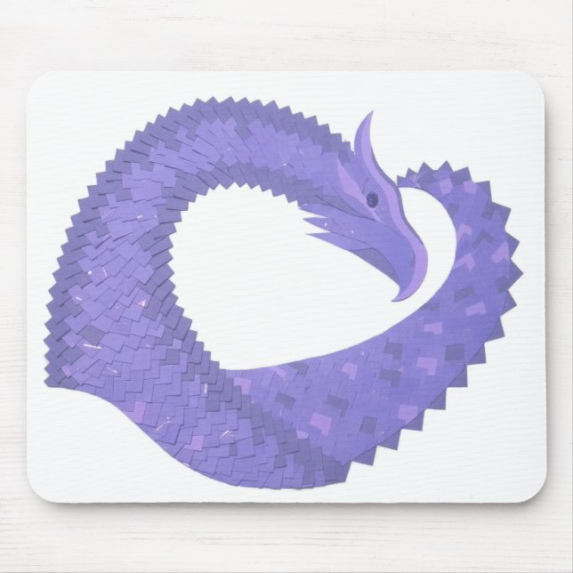 Periwinkle Herzdrache auf Weiß Mousepad (Vorne)