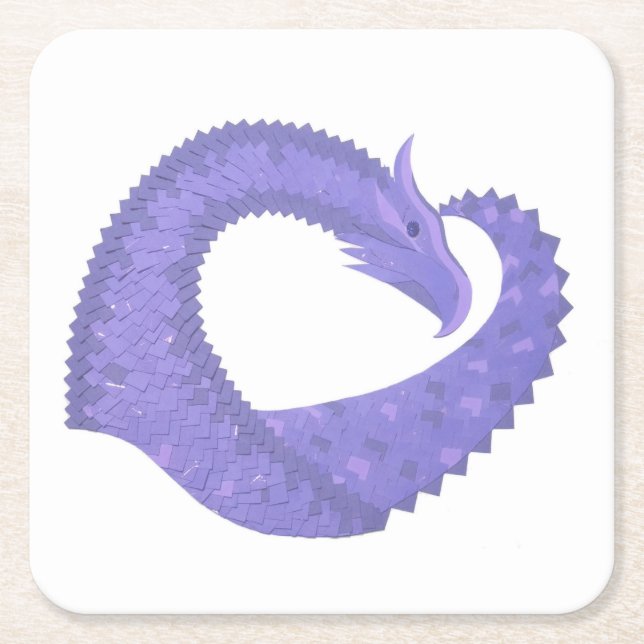 Periwinkle Herzdrache auf Weiß Rechteckiger Pappuntersetzer (Vorderseite)