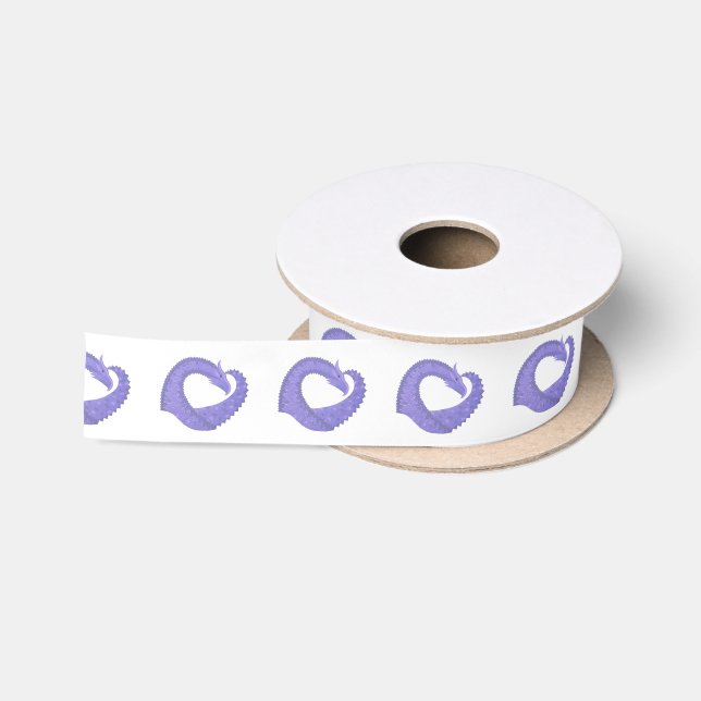 Periwinkle Herzdrache auf Weiß Satinband (Spule)