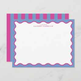 periwinkle & Hot Pink Wavy Border Note Card Einladung