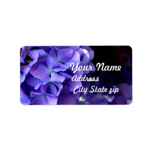 Periwinkle hydrangeas purple flowers blue flowers adressaufkleber