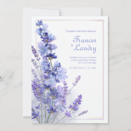 Periwinkle-Lavendel-Gold-Filigran-Rahmen-Hochzeit Einladung