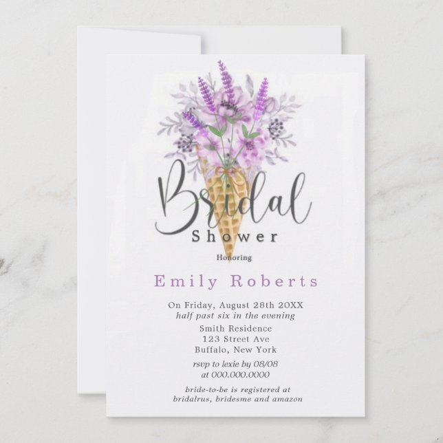 Periwinkle Lila Ice Cone Brautparty Inv Einladung (Vorderseite)