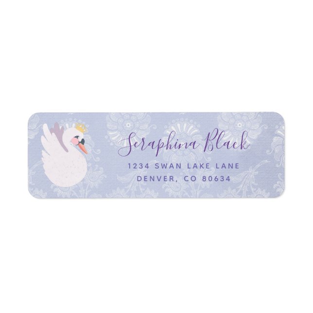 Periwinkle Lila Swan Princess Rücksendeadresse (Vorne)