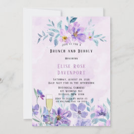 Periwinkle Lilac Peony Wreath Brunch in Bubbly Einladung