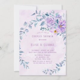 Periwinkle Lilac Peony Wreath Couples Dusche Einladung